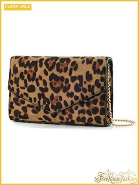 Leopard Print Envelope Clutch Evening Bag Chain Shoulder Bag